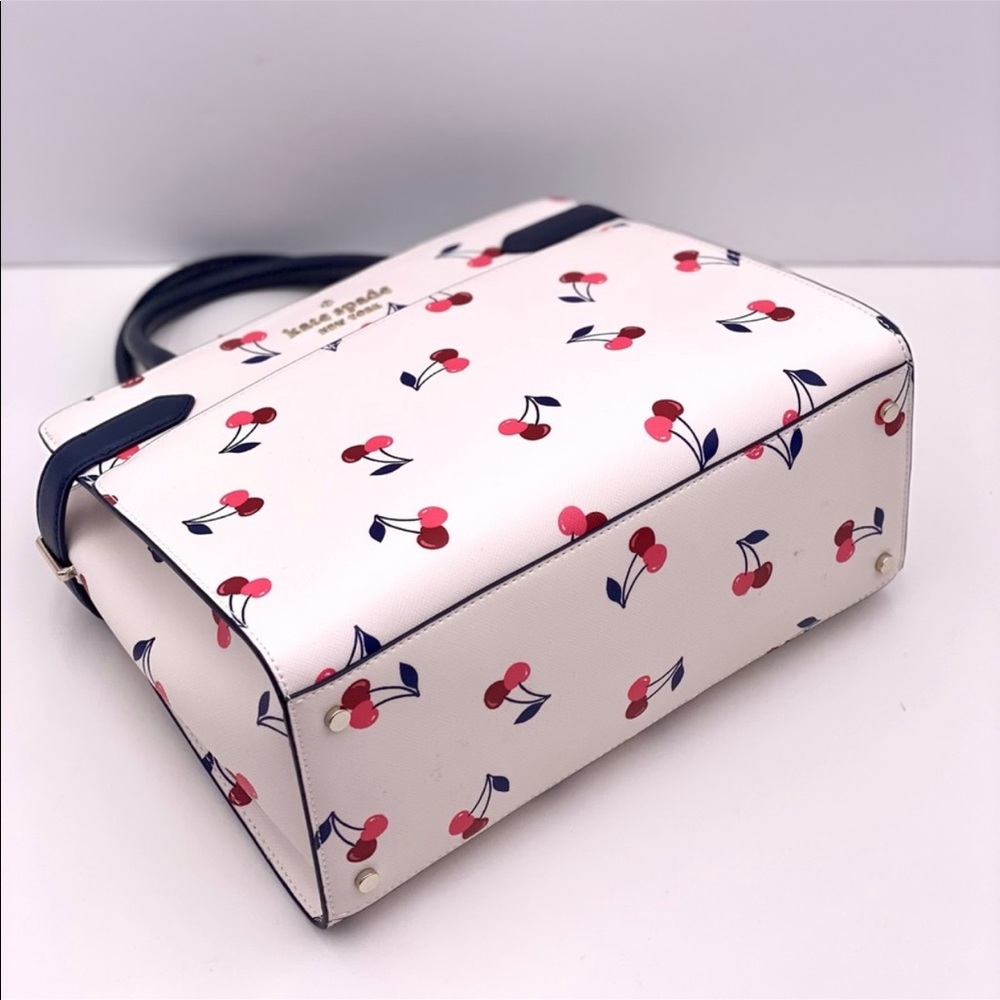 Kate Spade White and Navy Cherry Print Handbag - Picture 12 of 14